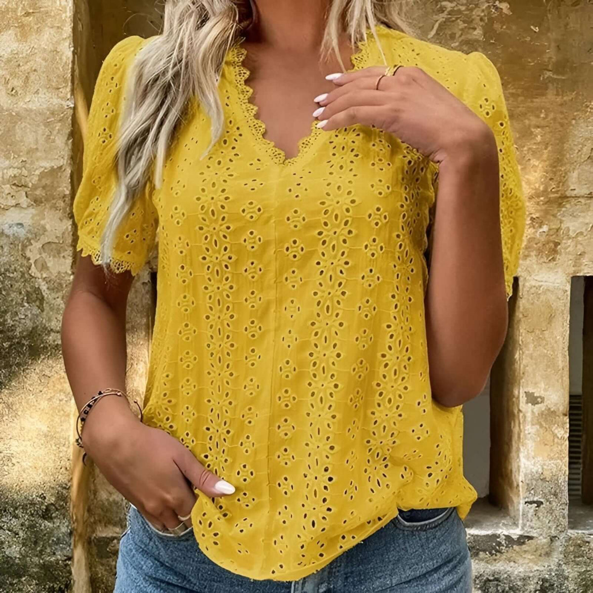 Embroidery Hallow Blouse - Women's boho fashion | Roll Up Fashion