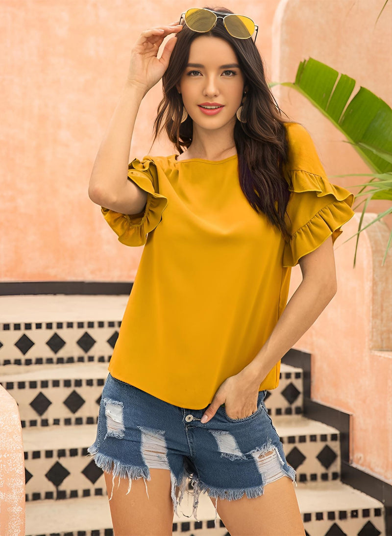 Ruffle Tier Sleeve Blouse