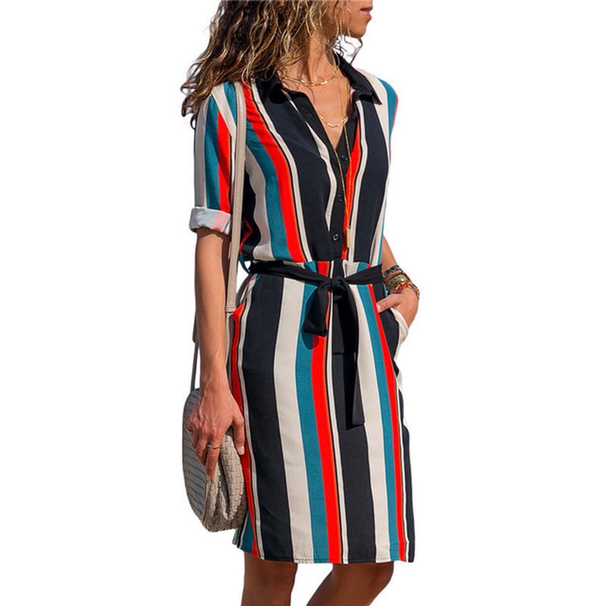 Multi Striped Shirt Dress