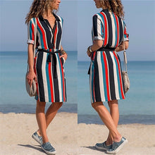 Load image into Gallery viewer, Multi Striped Shirt Dress
