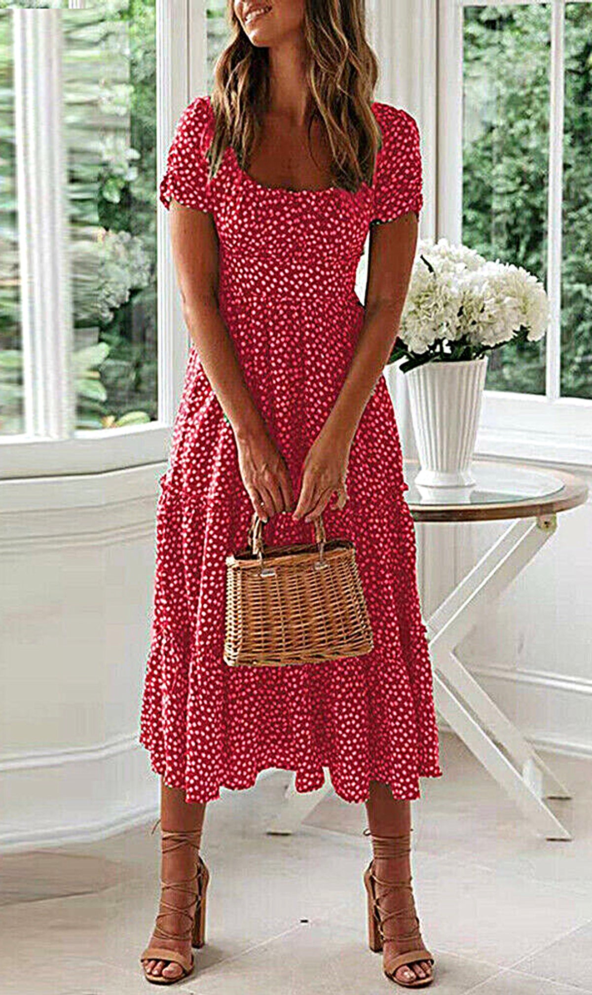 Cute Floral Midi Dress – Roll Up Fashion