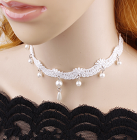 Lace Pearl choker necklace - 2pcs