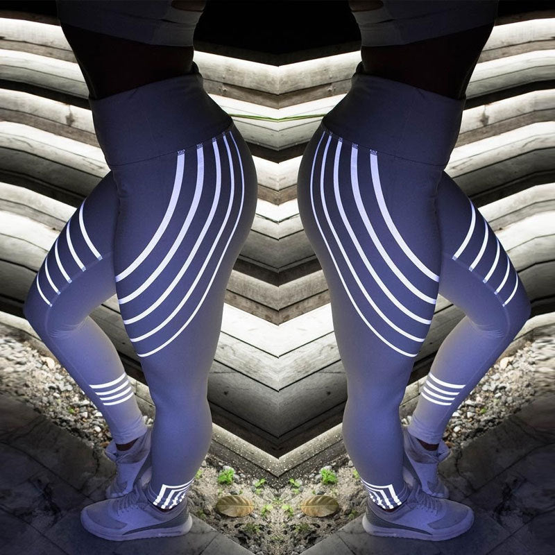 Laser Striped Printed Yoga Pants