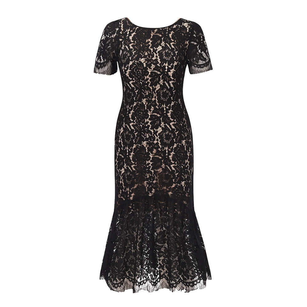 elegant floral lace midi dress - Chic & Timeless Fashion Wine / Small elegant floral lace midi dress - Chic & Timeless Fashion Wine / Small