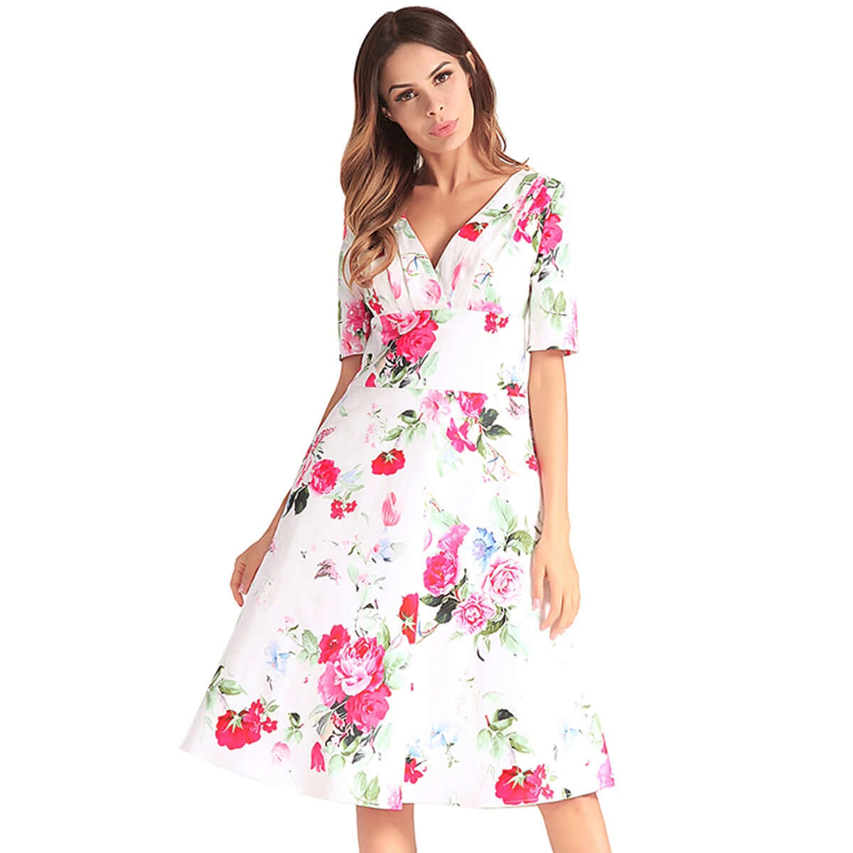 floral midi dress - Beautiful spring dress Roll Up Fashion floral midi dress - Beautiful spring dress Roll Up Fashion