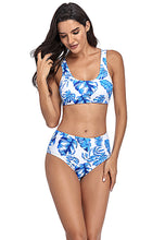 Load image into Gallery viewer, Swimwear - Blue/White Leaf
