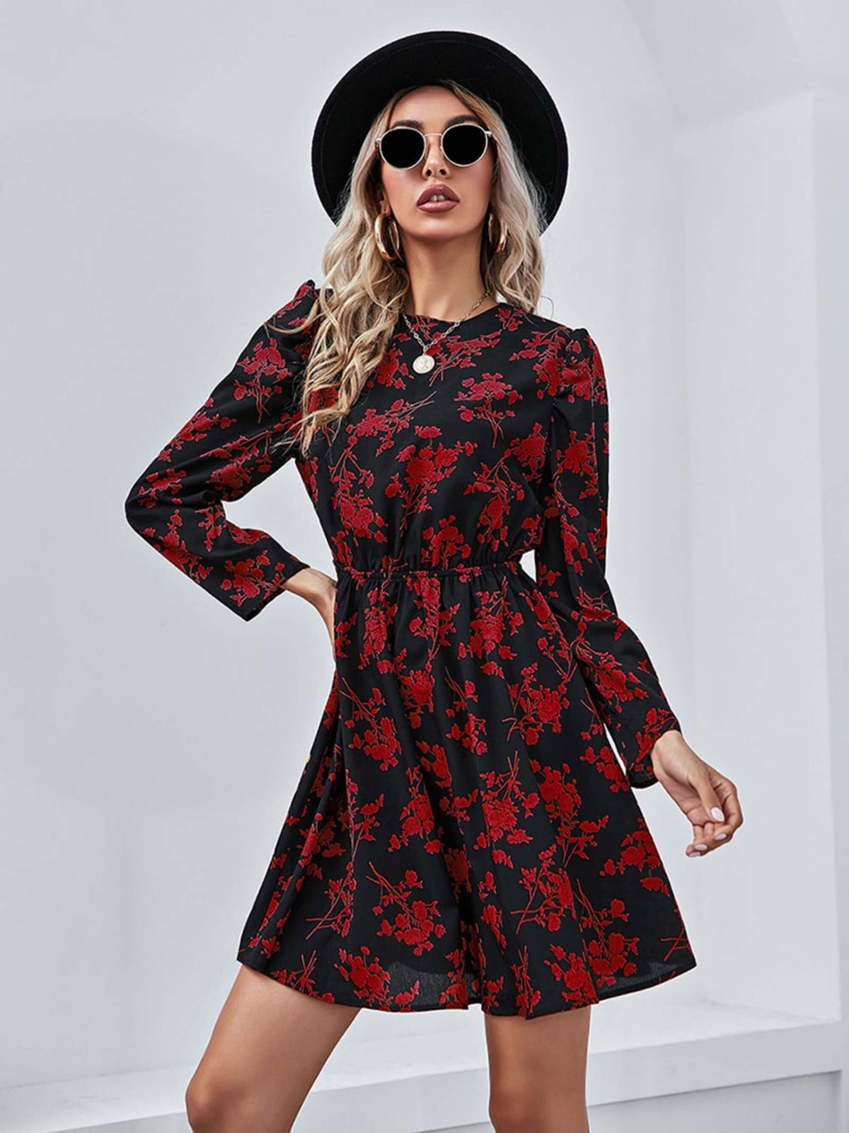 retro floral mini dress Talen Sleeveless Open Back Vintage Floral Print Mini Dress Ivory SMALL