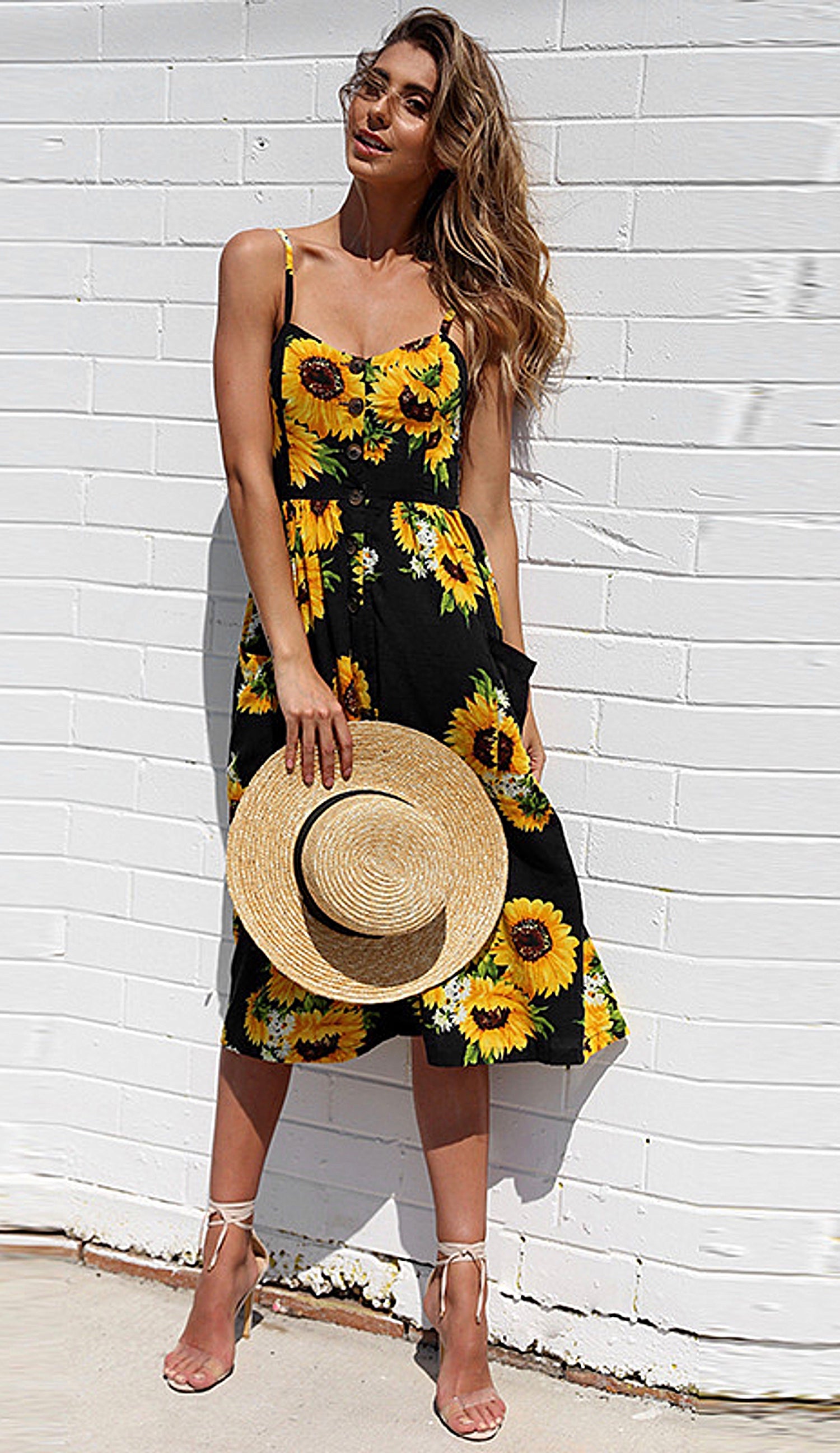 Sunflower Midi SunDress – Roll Up Fashion