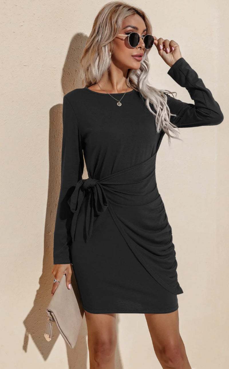 Ruched Tie Mini Dress