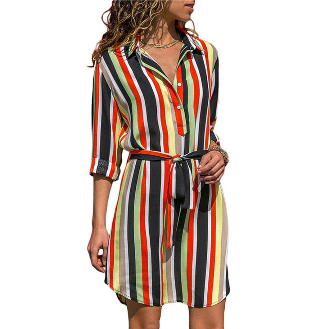 Multi Striped Shirt Dress