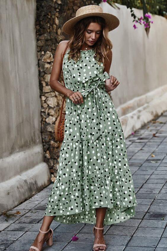 Polka Dot Dress - Stylish Maxi for Summer Days 2X-Large / Green Polka Dot Dress - Stylish Maxi for Summer Days 2X-Large / Green