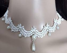 Load image into Gallery viewer, Lace Pearl choker necklace - 2pcs
